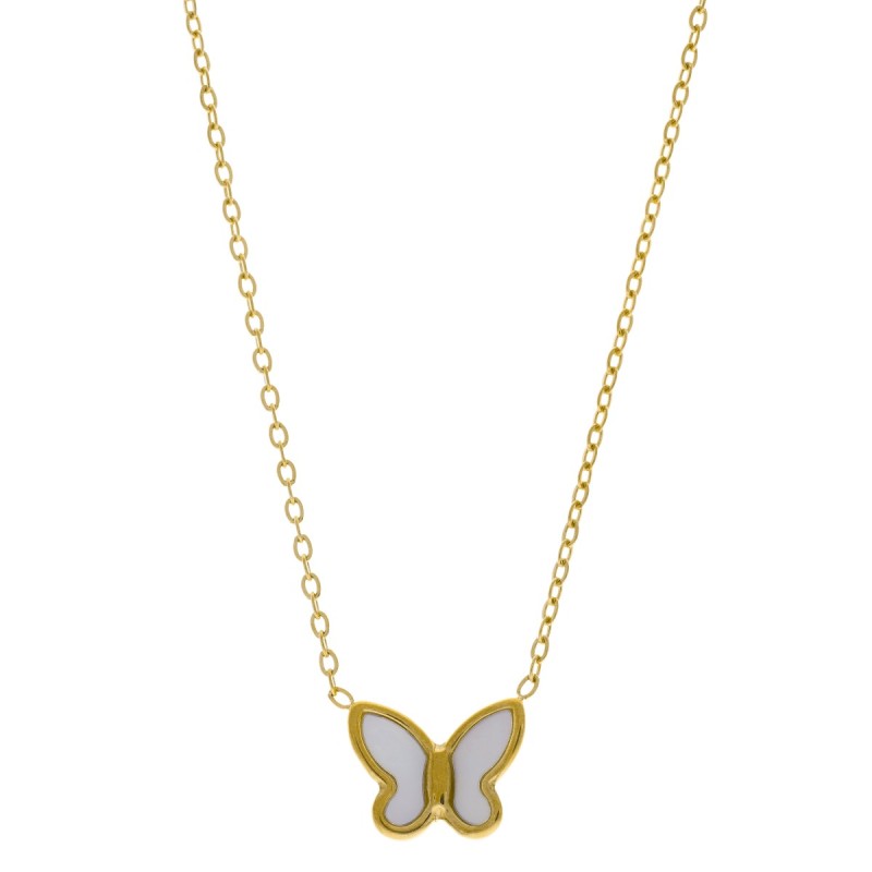 Naszyjnik ze stali szlachetnej złocony z motylem