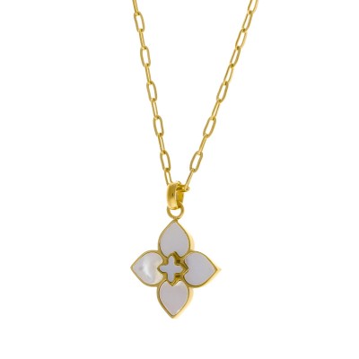 Naszyjnik ze stali szlachetnej złocony z marokańską koniczyną