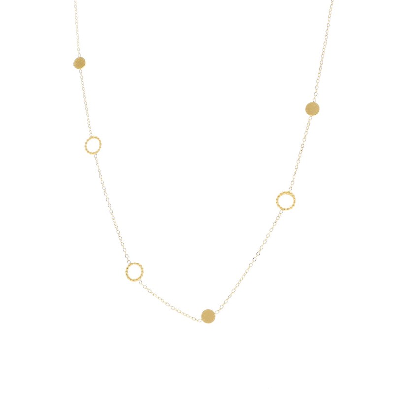 Naszyjnik ze stali szlachetnej złocony z ozdobnymi kółkami