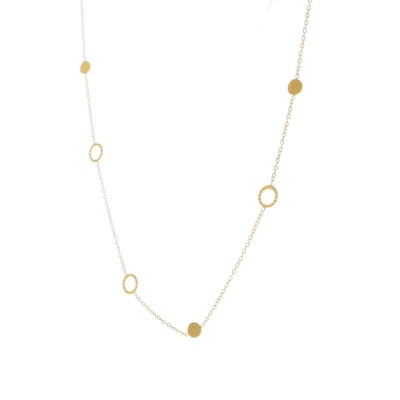 Naszyjnik ze stali szlachetnej złocony z ozdobnymi kółkami