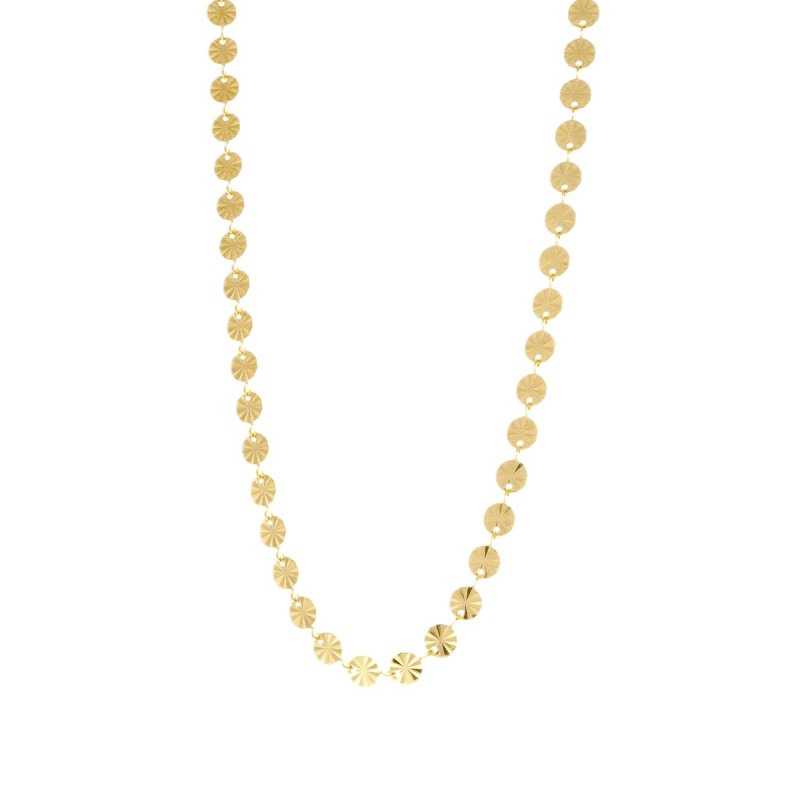 Naszyjnik ze stali szlachetnej złocony z ozdobnymi nieregularnymi kółkami
