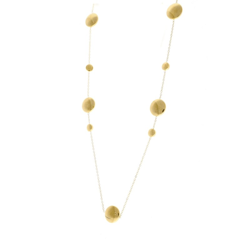 Naszyjnik ze stali szlachetnej złocony z ozdobnymi gładkimi kółkami