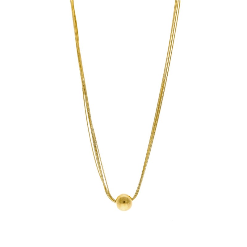 Naszyjnik ze stali szlachetnej złocony łańcuszki z kulką