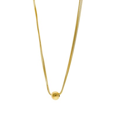 Naszyjnik ze stali szlachetnej złocony łańcuszki z kulką