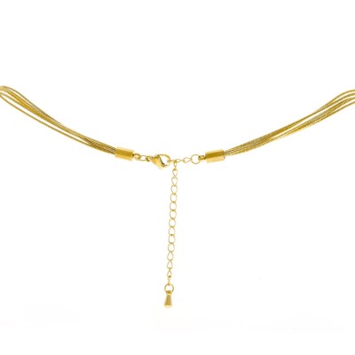 Naszyjnik ze stali szlachetnej złocony łańcuszki z kulką