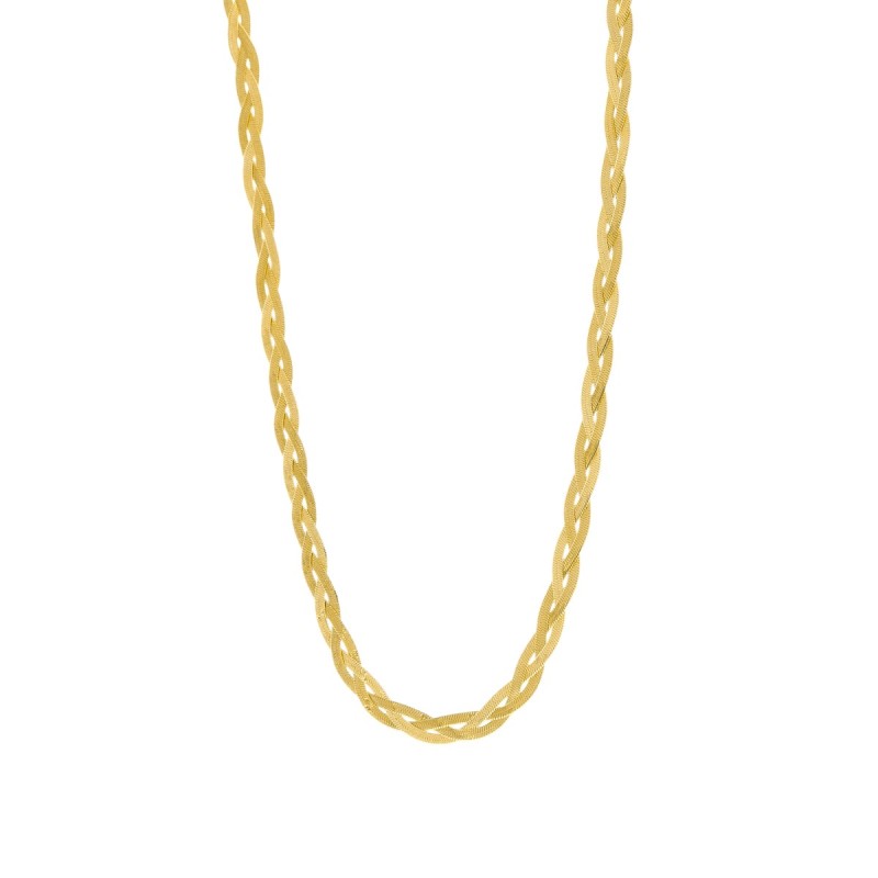 Naszyjnik ze stali szlachetnej złocony pleciona taśma