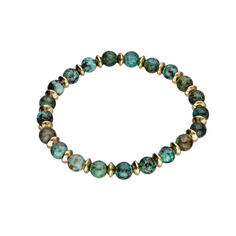 Bransoletka ze stali szlachetnej z rubinem zielonym