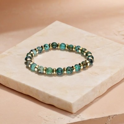 Bransoletka ze stali szlachetnej z rubinem zielonym