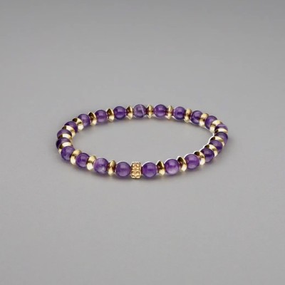 Bransoletka ze stali szlachetnej z ametystem
