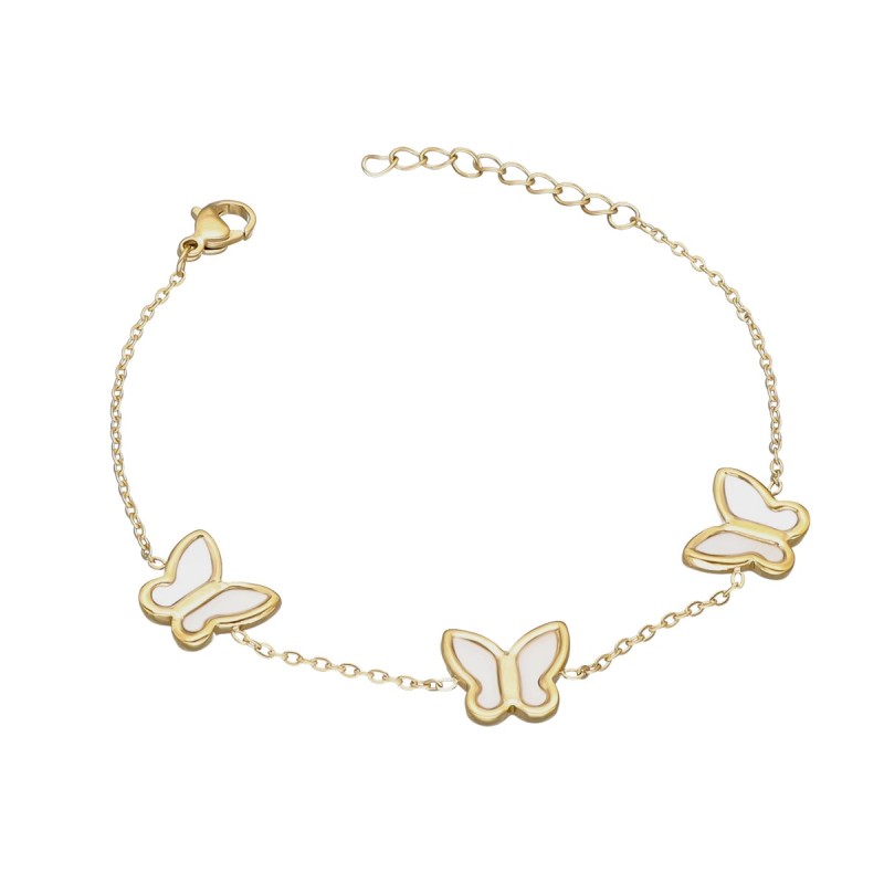 Bransoletka ze stali szlachetnej z motylkami