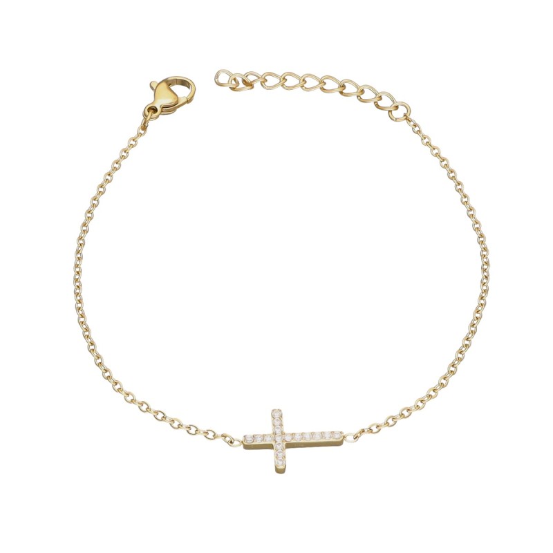 Bransoletka ze stali szlachetnej z krzyżykiem