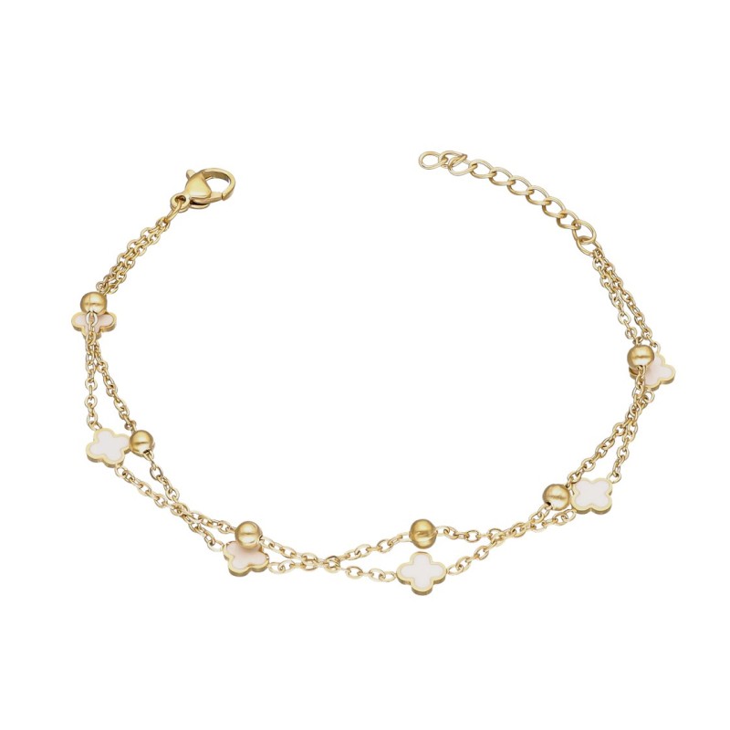 Bransoletka ze stali szlachetnej z marokańskimi koniczynami