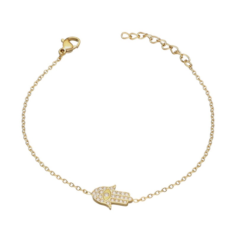 Bransoletka ze stali szlachetnej z zawieszką w kształcie ręki Fatimy