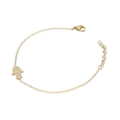 Bransoletka ze stali szlachetnej z zawieszką w kształcie ręki Fatimy