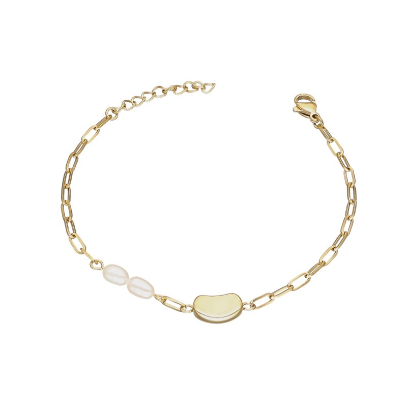 Bransoletka ze stali szlachetnej z perłą majorką