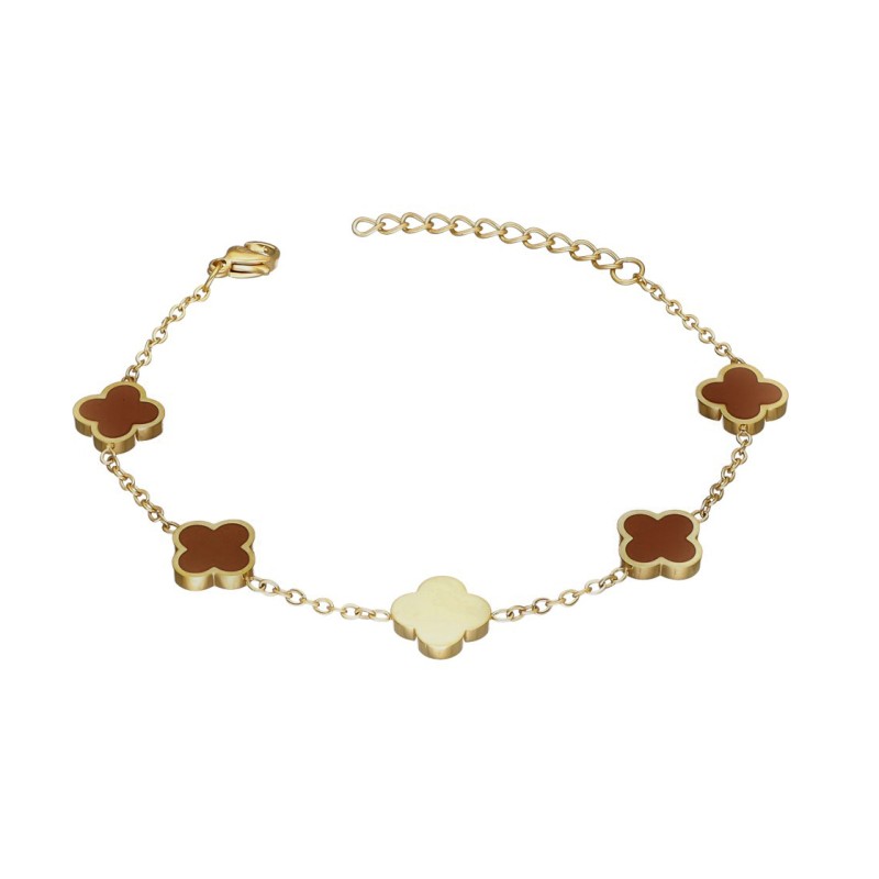 Bransoletka ze stali szlachetnej z marokańskimi koniczynami