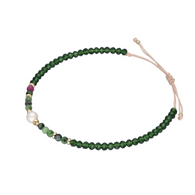 Bransoletka ze stali szlachetnej z morganitem, kryształem zaciągana