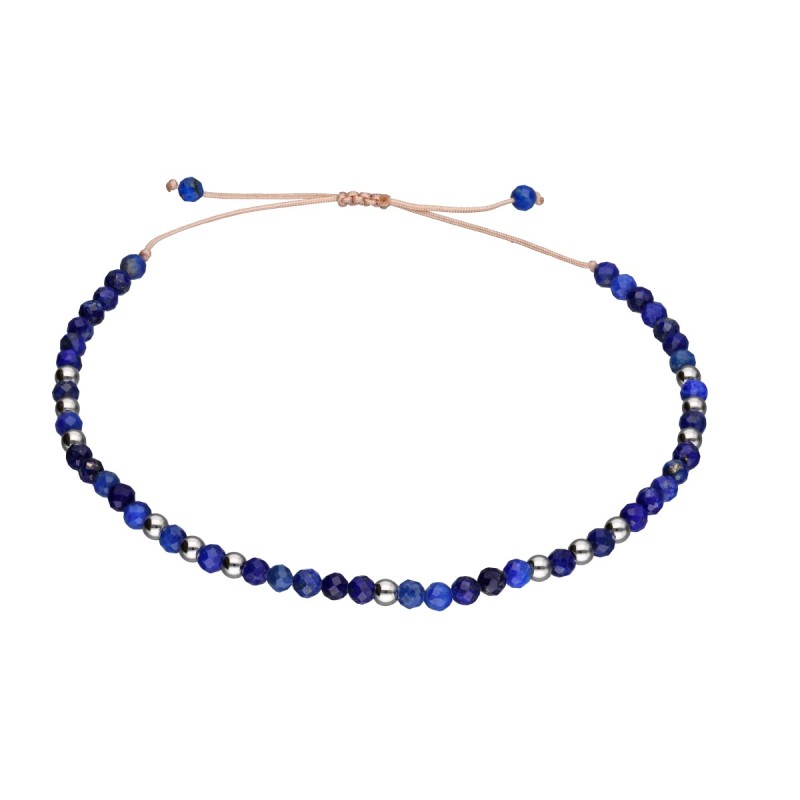 Bransoletka ze stali szlachetnej z lapisem lazuli zaciągana