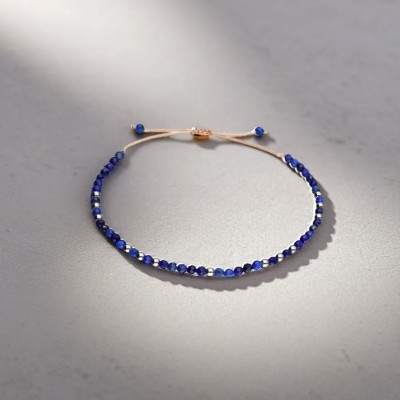 Bransoletka ze stali szlachetnej z lapisem lazuli zaciągana