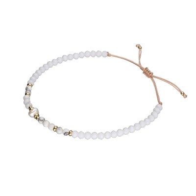 Bransoletka ze stali szlachetnej z howlitem i kryształem zaciągana