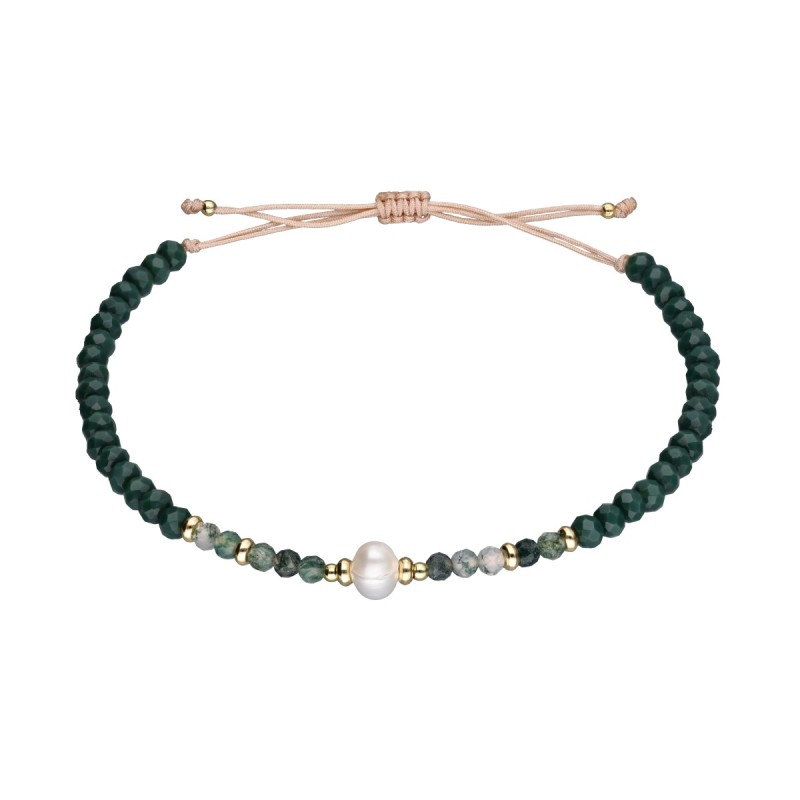 Bransoletka ze stali szlachetnej z agatem i kryształem zaciągana