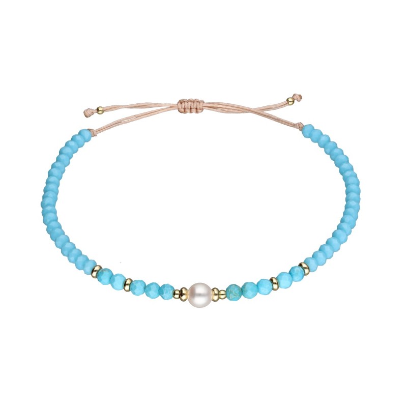 Bransoletka ze stali szlachetnej z turkusem i kryształęm zaciągana