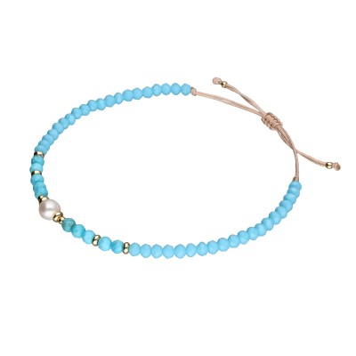 Bransoletka ze stali szlachetnej z turkusem i kryształęm zaciągana