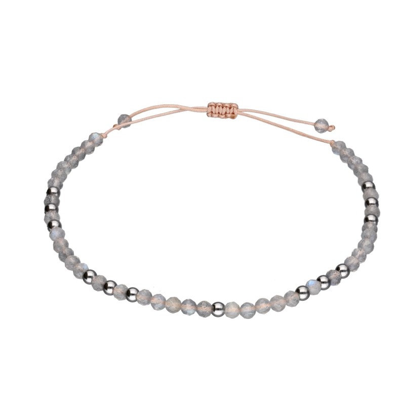 Bransoletka ze stali szlachetnej z labradorytem zaciągana