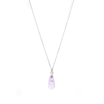Naszyjnik srebrny z ametystem w kształcie kropli