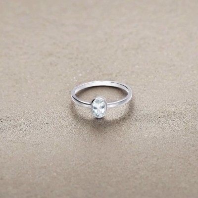 Pierścionek srebrny z owalnym topazem swiss blue