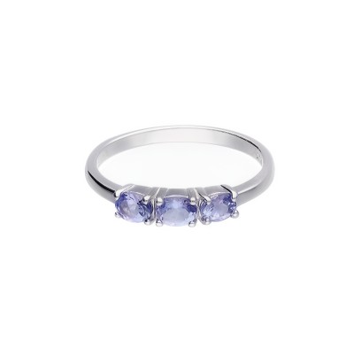 Pierścionek srebrny z trzema oczkami - tanzanitem