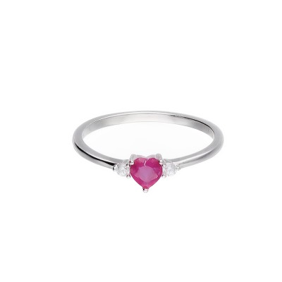 Pierścionek srebrny z rubinem w kształcie serduszka