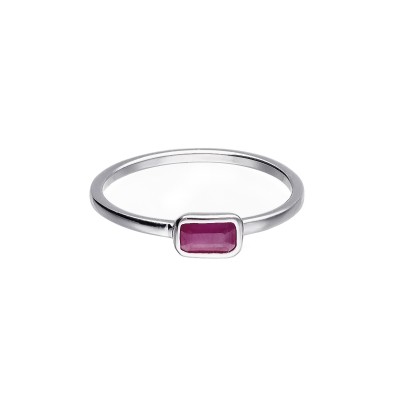 Pierścionek srebrny z rubinem w prostokątnej oprawie