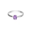 Pierścionek srebrny z ametystem oraz cyrkoniami