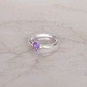 Pierścionek srebrny z ametystem oraz cyrkoniami