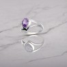 Pierścionek srebrny z ametystem w kształcie łezki