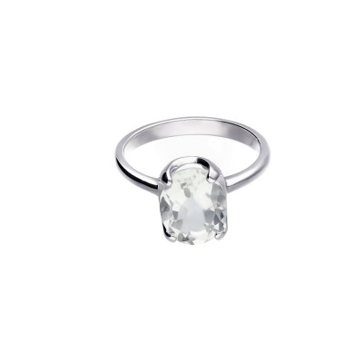 Pierścionek srebrny z ametystem zielonym