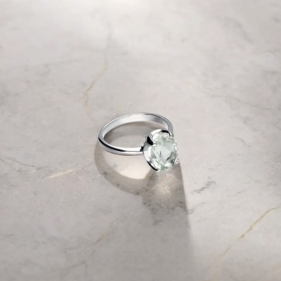 Pierścionek srebrny z ametystem zielonym