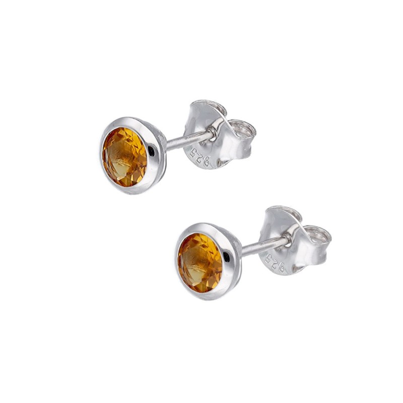 Kolczyki srebrne z cytrynem na sztyft - kolekcja Rhapsody