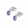 Kolczyki srebrne z ametystem oraz cyrkonią na sztyft