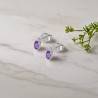 Kolczyki srebrne z ametystem oraz cyrkonią na sztyft