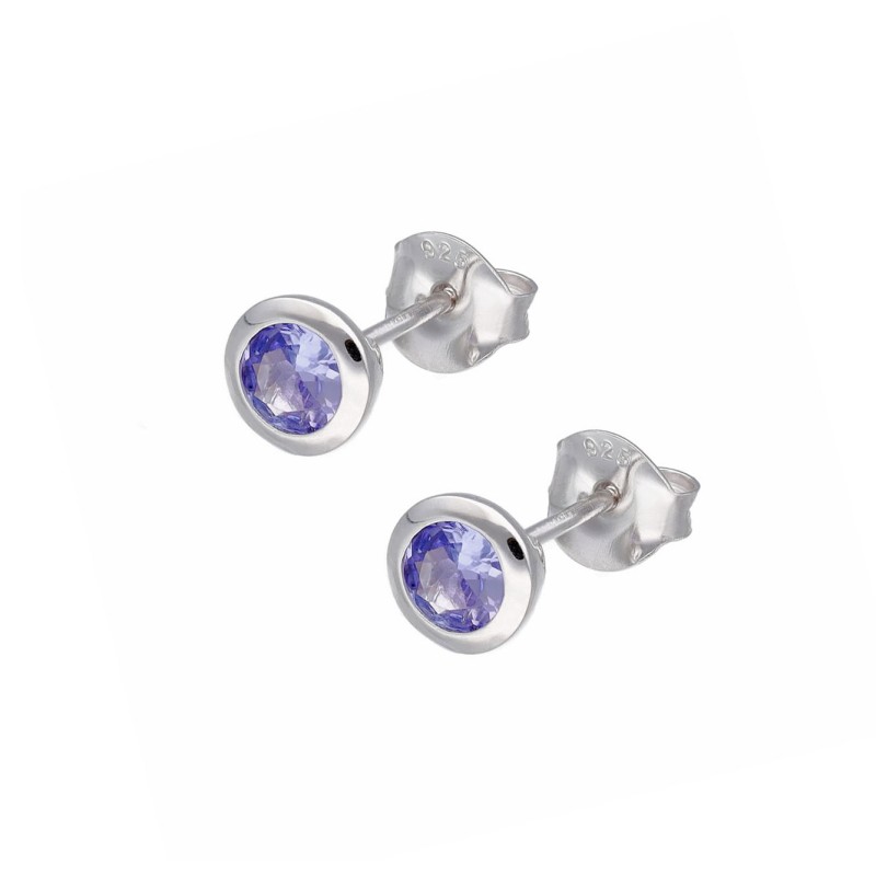 Kolczyki srebrne z tanzanitem na sztyft - kolekcja Rhapsody