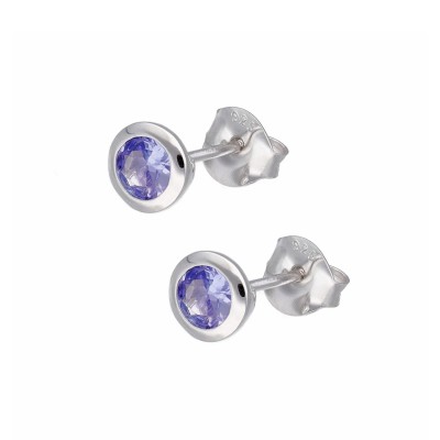 Kolczyki srebrne z tanzanitem na sztyft - kolekcja Rhapsody