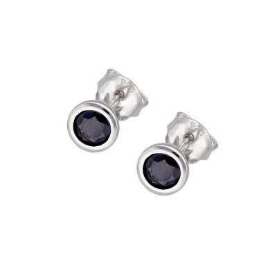 Kolczyki srebrne z szafirem na sztyft - kolekcja Rhapsody