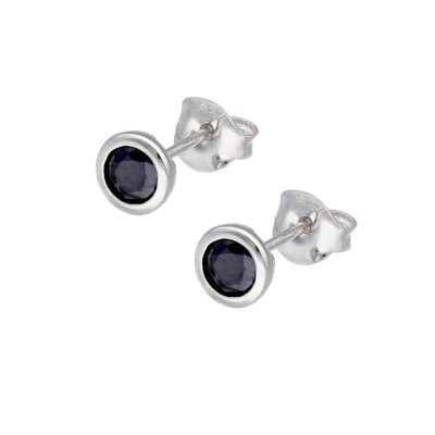 Kolczyki srebrne z szafirem na sztyft - kolekcja Rhapsody