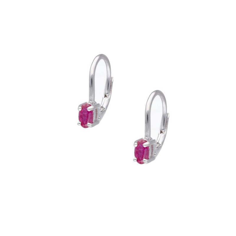 Kolczyki srebrne z rubinem na zapięciu typu bigiel - kolekcja Rhapsody