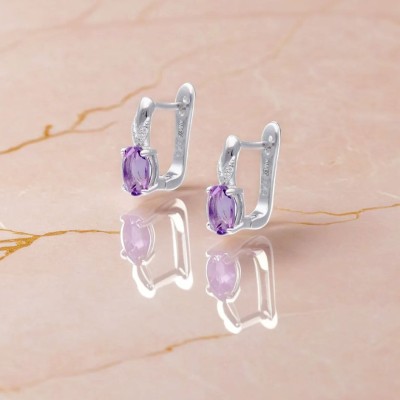 Kolczyki srebrne z ametystem na angielskim zapięciu - kolekcja Rhapsody