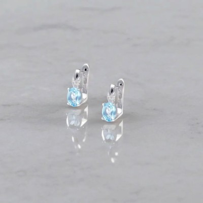 Kolczyki srebrne z topazem swiss blue na angielskim zapięciu - kolekcja Rhapsody