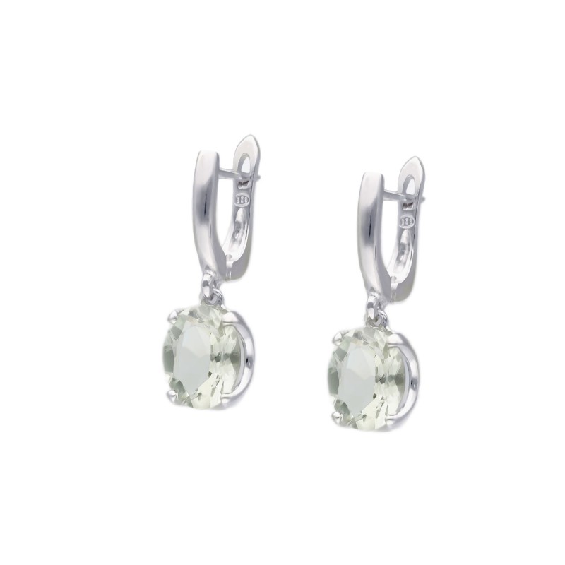 Kolczyki srebrne z ametystem zielonym na angielskim zapięciu