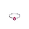 Pierścionek srebrny z różowym turmalinem oraz cyrkoniami
